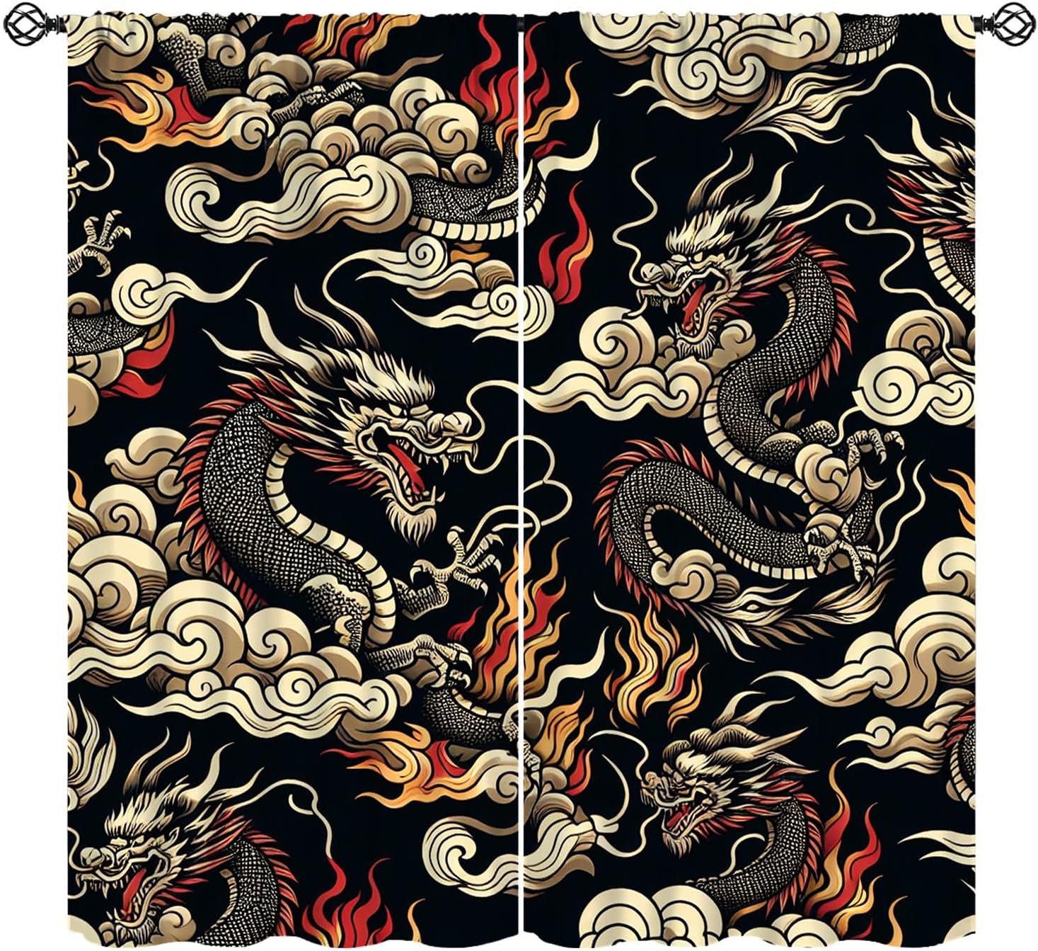 Home Textiles Luxury Curtains - Роскошные шторы с азиатским драконом на