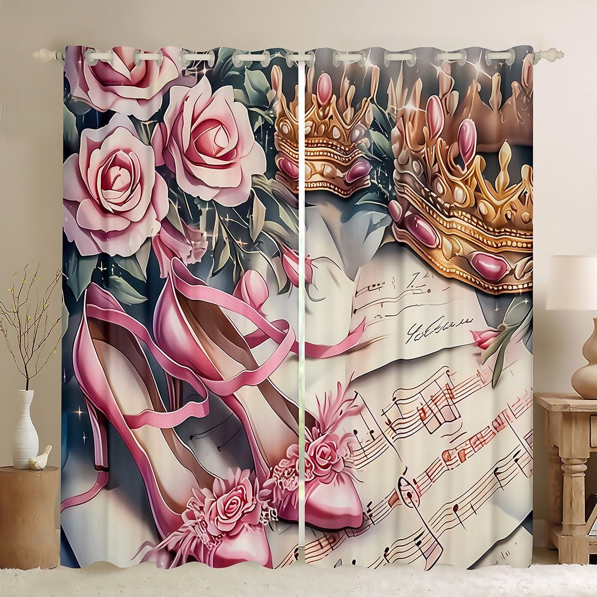 Home Textiles Luxury Curtains - Розовые розы на каблуках, занавеска для
