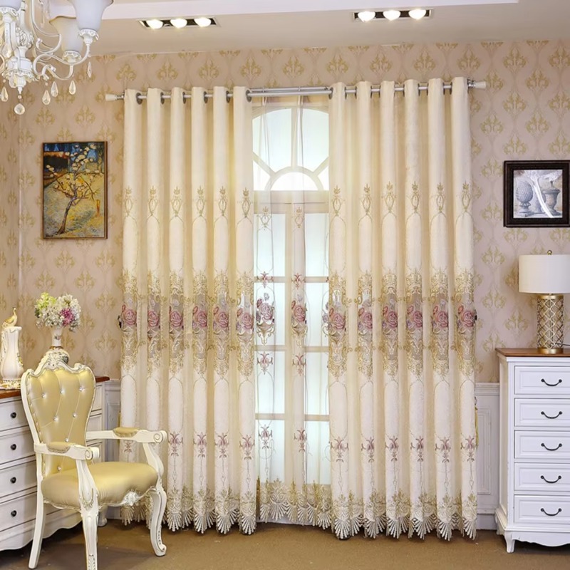 Home Textiles Luxury Curtains - Высококачественные шторы бежевого цвета с вышивкой