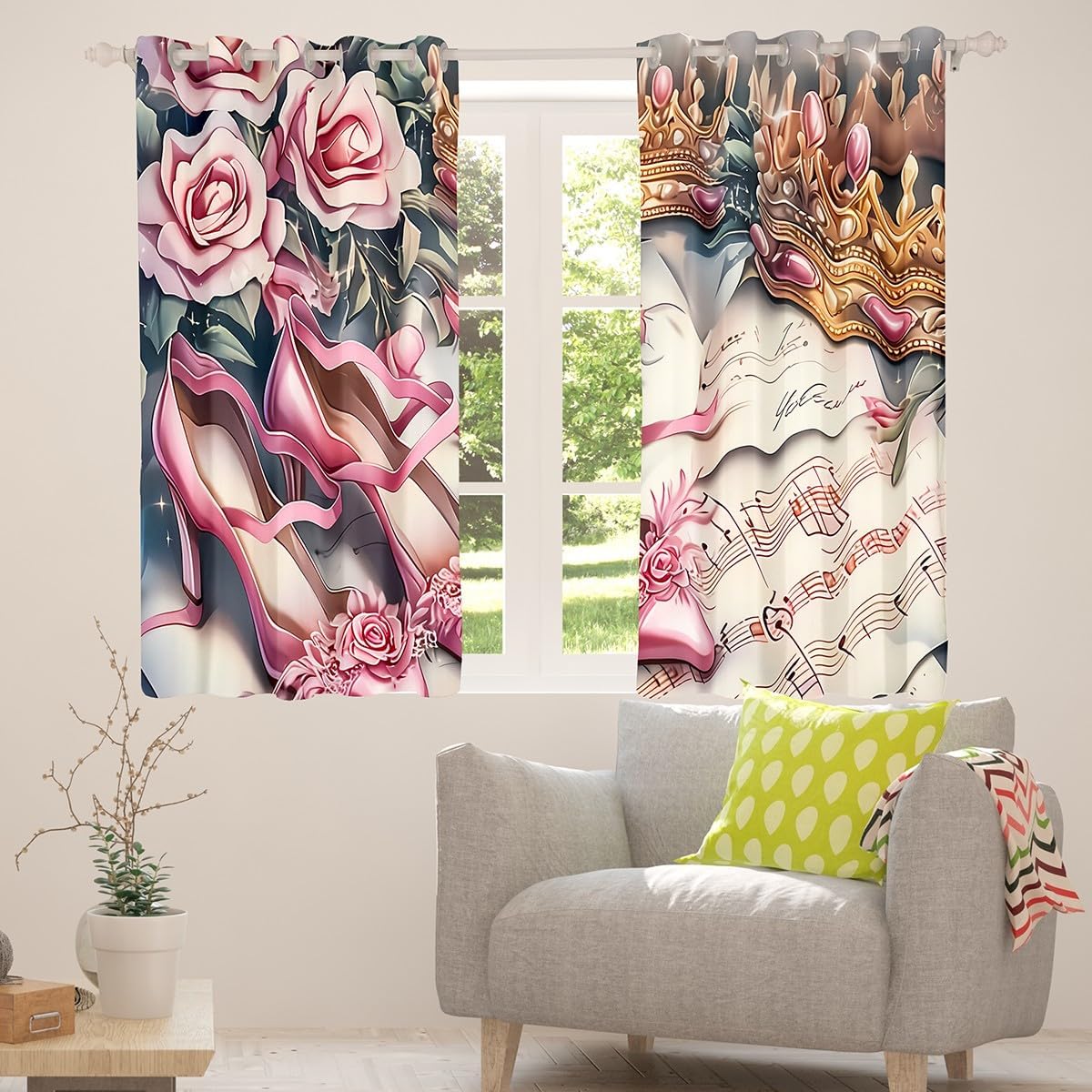 Розовые розы на каблуках, зана – обзор и цена Home Textiles Luxury Curtains