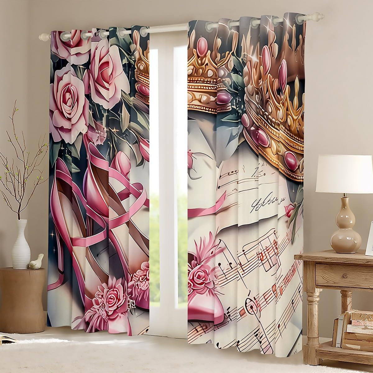 Розовые розы на каблуках, зана – обзор и цена Home Textiles Luxury Curtains